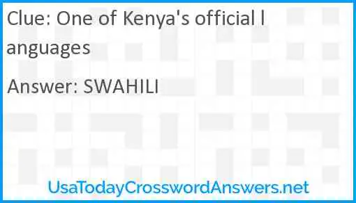 One of Kenya's official languages Answer