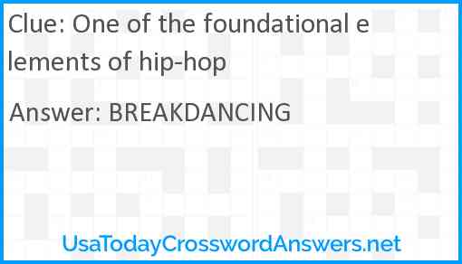 One of the foundational elements of hip-hop Answer