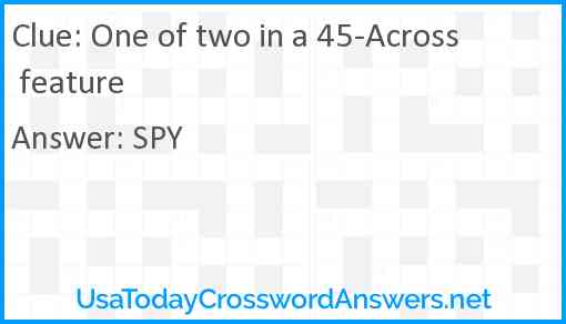 One of two in a 45-Across feature Answer