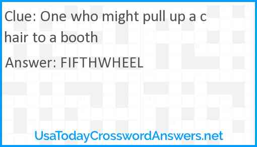 One who might pull up a chair to a booth Answer