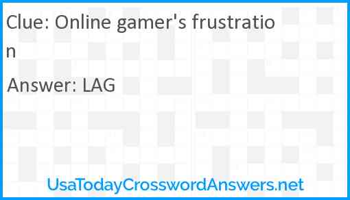 Online gamer's frustration Answer