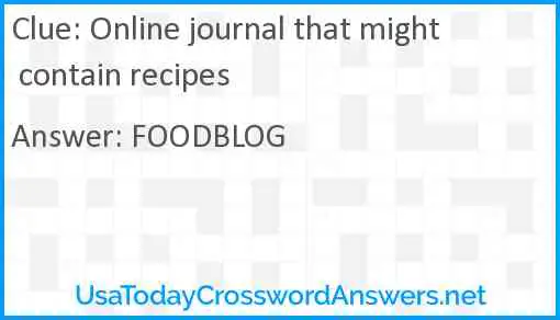 Online journal that might contain recipes Answer