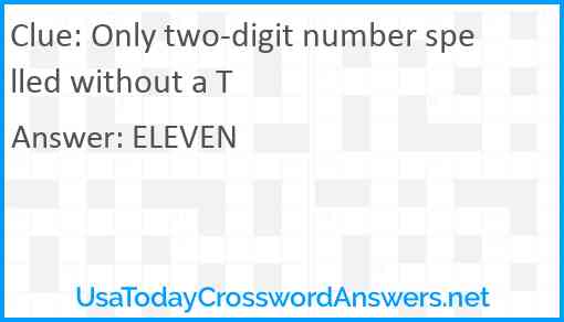 Only two-digit number spelled without a T Answer