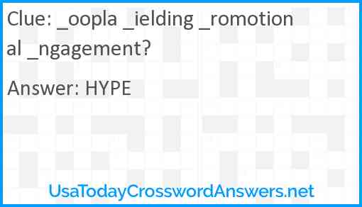 _oopla _ielding _romotional _ngagement? Answer