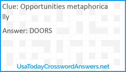 Opportunities metaphorically Answer