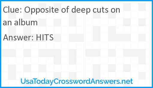 Opposite of deep cuts on an album Answer