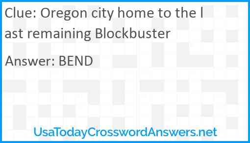 Oregon city home to the last remaining Blockbuster Answer