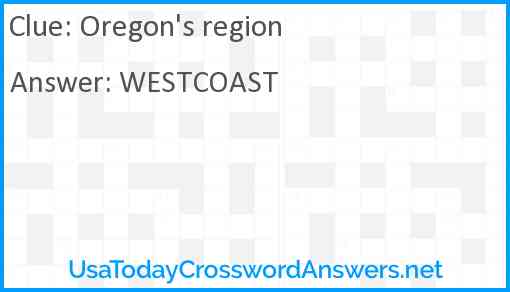 Oregon's region Answer
