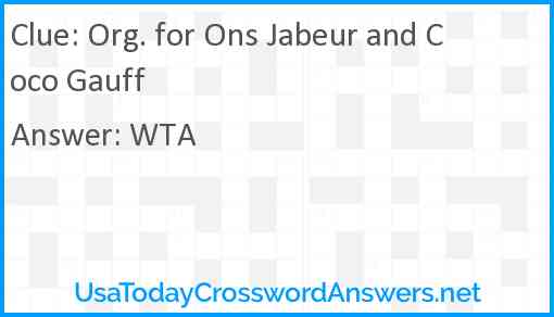 Org. for Ons Jabeur and Coco Gauff Answer