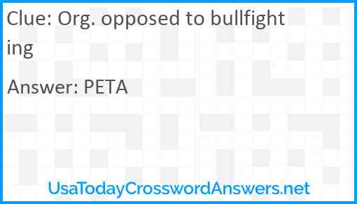 Org. opposed to bullfighting Answer