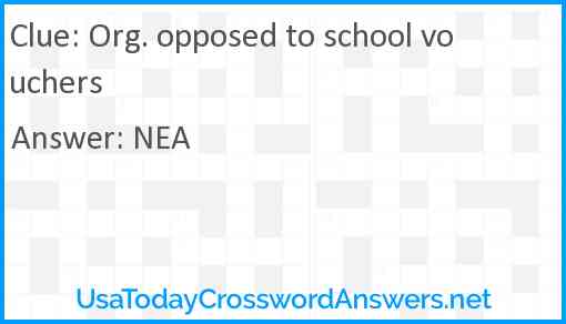 Org. opposed to school vouchers Answer