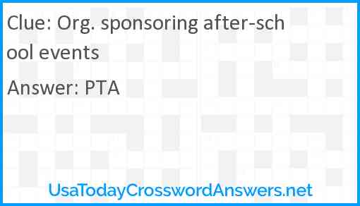 Org. sponsoring after-school events Answer