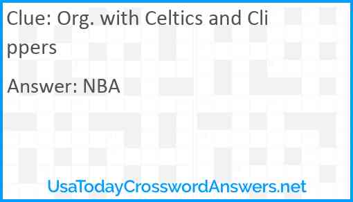 Org. with Celtics and Clippers Answer