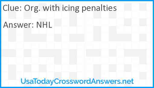 Org. with icing penalties Answer