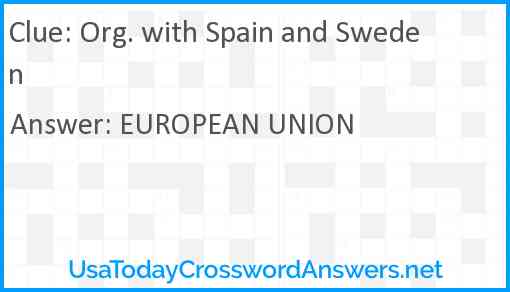 Org. with Spain and Sweden Answer