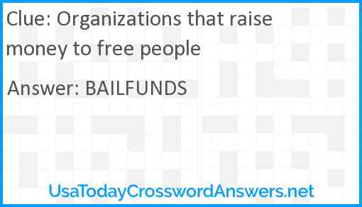 Organizations that raise money to free people Answer