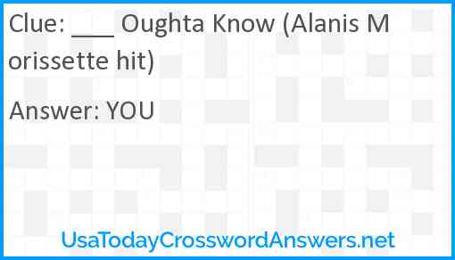 ___ Oughta Know (Alanis Morissette hit) Answer