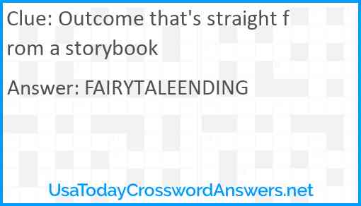 Outcome that's straight from a storybook Answer