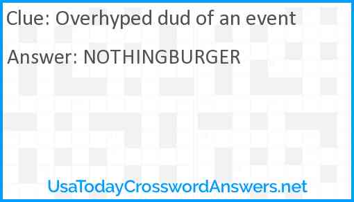 Overhyped dud of an event Answer