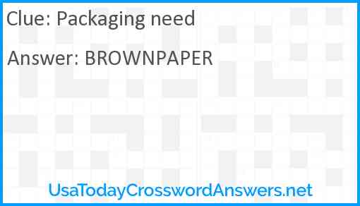 Packaging need Answer