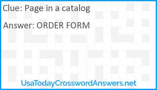 Page in a catalog Answer