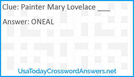 Painter Mary Lovelace ___ Answer