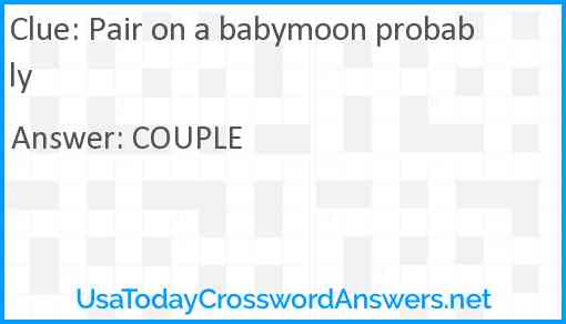 Pair on a babymoon probably Answer