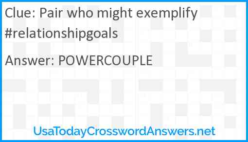 Pair who might exemplify #relationshipgoals Answer