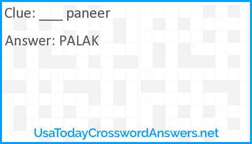 ___ paneer Answer
