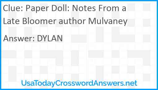 Paper Doll: Notes From a Late Bloomer author Mulvaney Answer