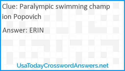 Paralympic swimming champion Popovich Answer