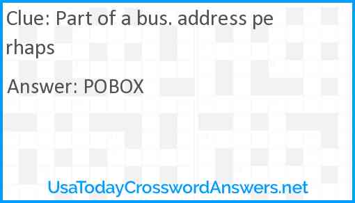 Part of a bus. address perhaps Answer