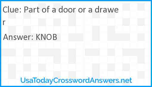 Part of a door or a drawer Answer
