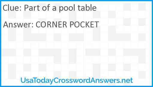 Part of a pool table Answer