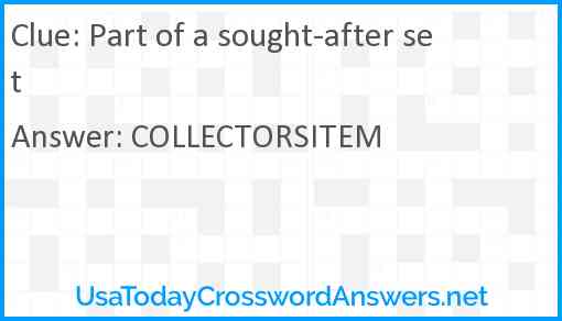 Part of a sought-after set Answer