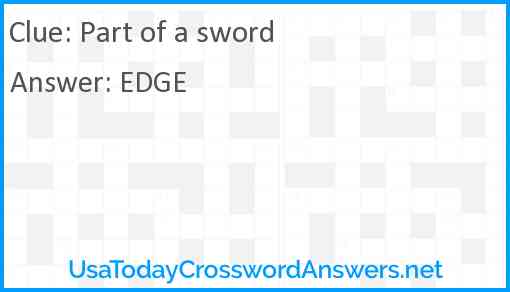 Part of a sword Answer