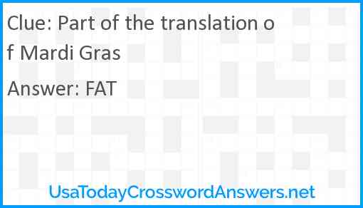 Part of the translation of Mardi Gras Answer