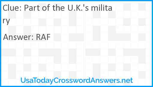 Part of the U.K.'s military Answer