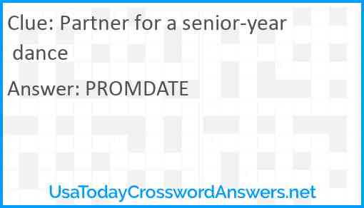 Partner for a senior-year dance Answer