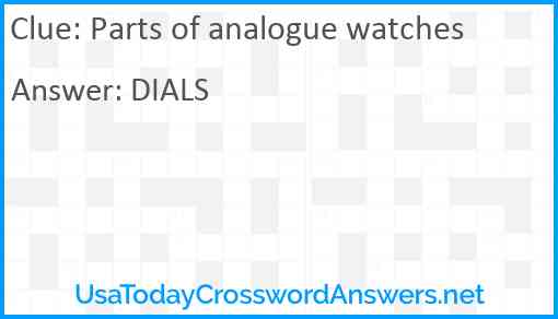 Parts of analogue watches Answer
