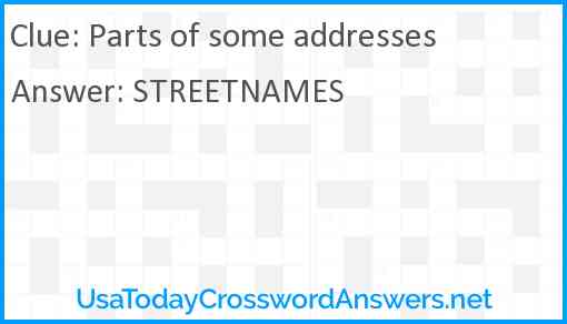 Parts of some addresses Answer