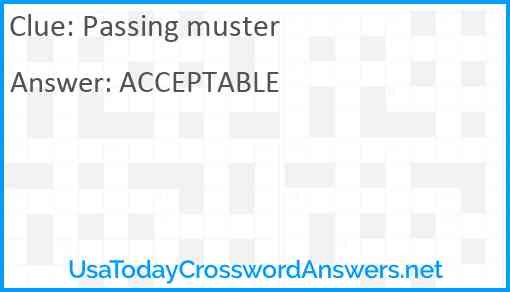Passing muster Answer