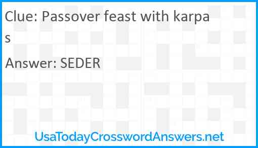 Passover feast with karpas Answer