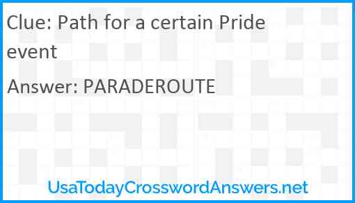 Path for a certain Pride event Answer