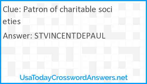 Patron of charitable societies Answer