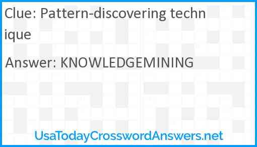 Pattern-discovering technique Answer