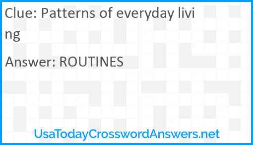 Patterns of everyday living Answer