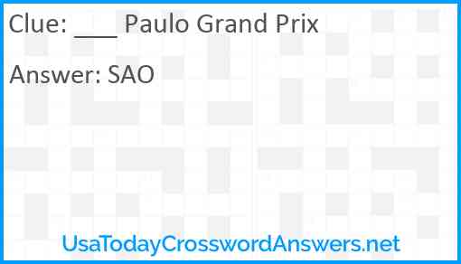 ___ Paulo Grand Prix Answer