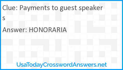 Payments to guest speakers Answer