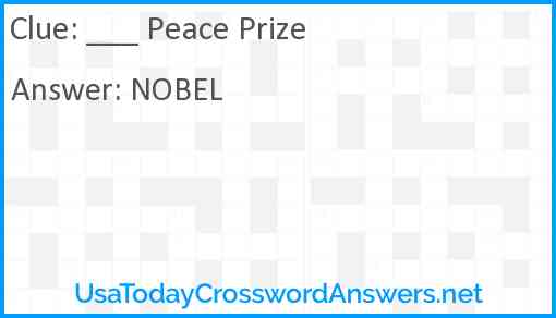 ____ Peace Prize Answer